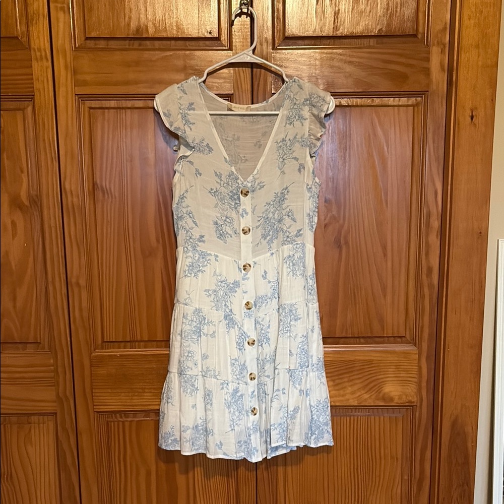 Altar'd State Blue and White Floral Mini Dress - Picture 1 of 3